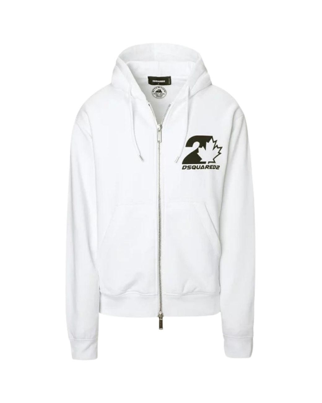 DSquared² White Cool Fit Maple Leaf Logo Hoodie Cotton for men