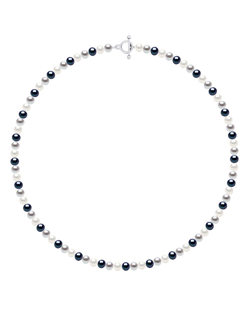 Ateliers Saint Germain Metallic Necklace Of Real Cultured Freshwater Pearls And Round 6-7 Mm
