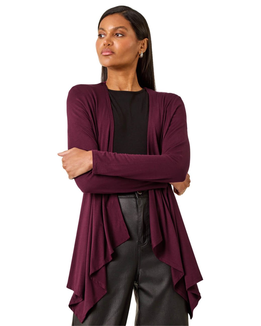 Roman Red Waterfall Stretch Cardigan