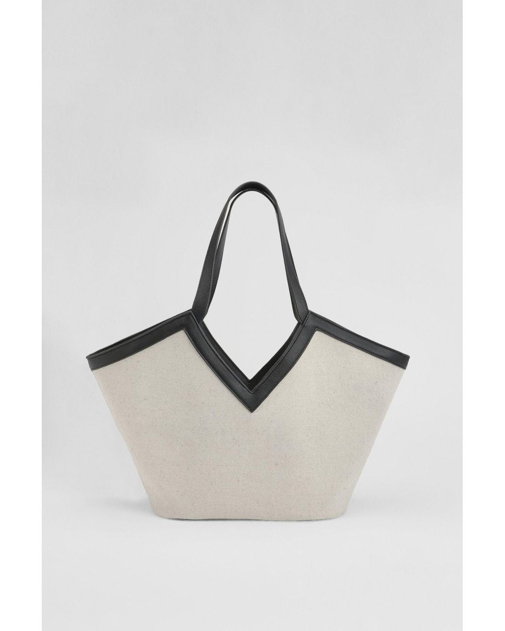 Boohoo White Linen Contrast Tote Bag With Internal Pouch
