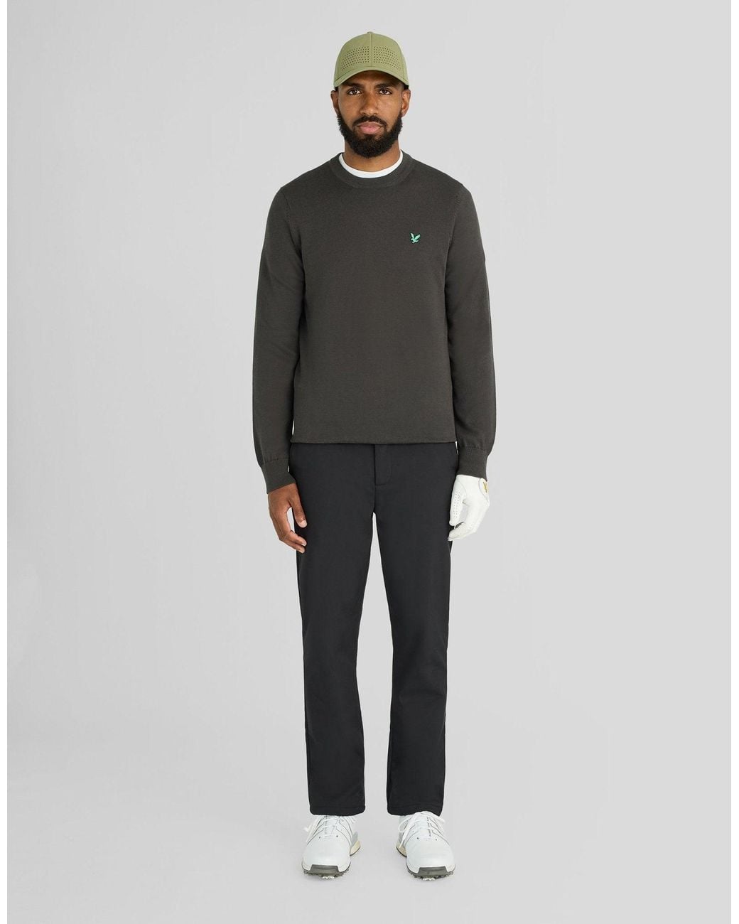 Lyle & Scott Gray Golf Polyblend Crew Neck Pullover for men
