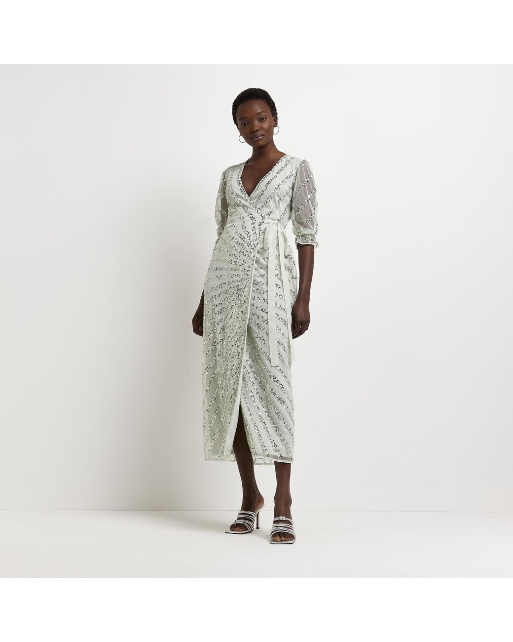 river island white beaded dress Rent River Island Cream Embellished Long Sleeve Maxi Dress