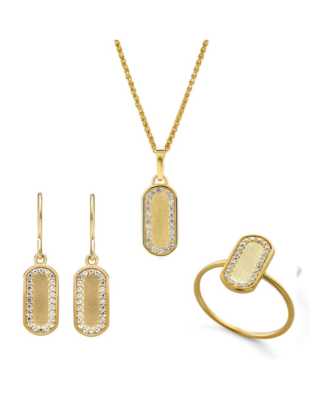 Orphelia Metallic 'Malaga' 925 Sterling Set: Necklace + Earrings + Ring