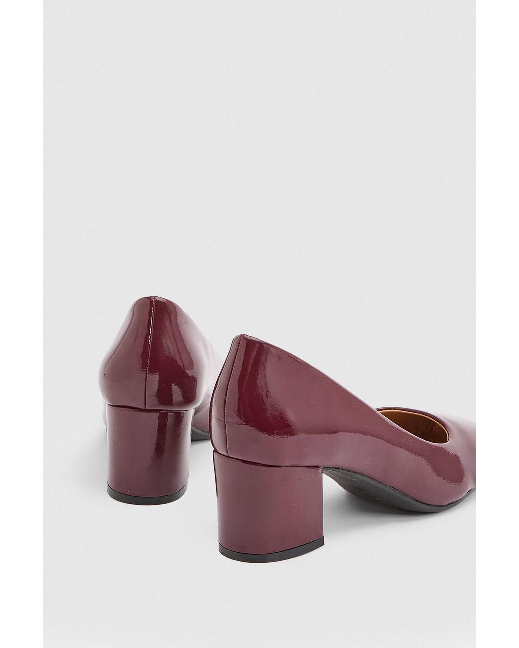 Good for the Sole Pink Bonita Faux Patent Leather Medium Block Heel Court Shoes