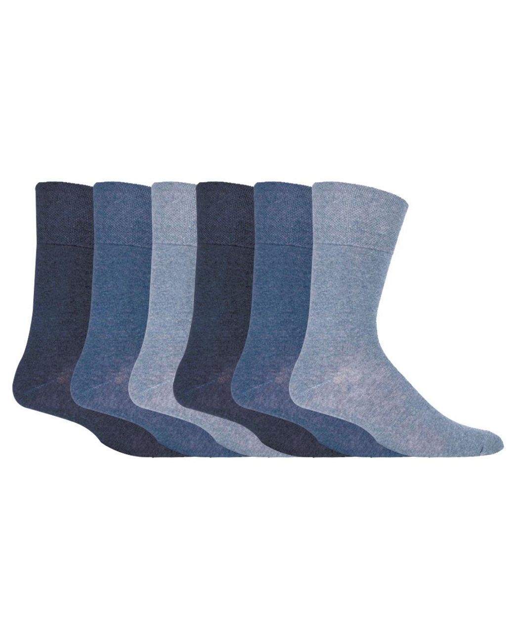 IOMI Blue 6 Pack Non Elastic Diabetic Socks With Hand Linked Toe Seams for men