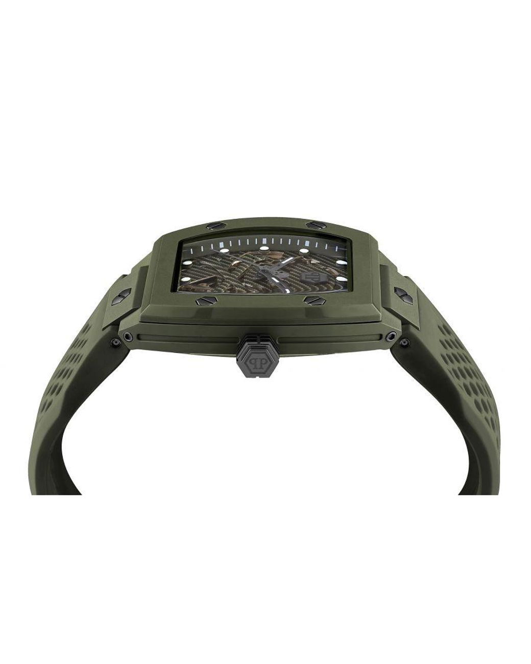 Philipp Plein Green The Skeleton Ecoceramic Watch Pwvba0223 Silicone for men