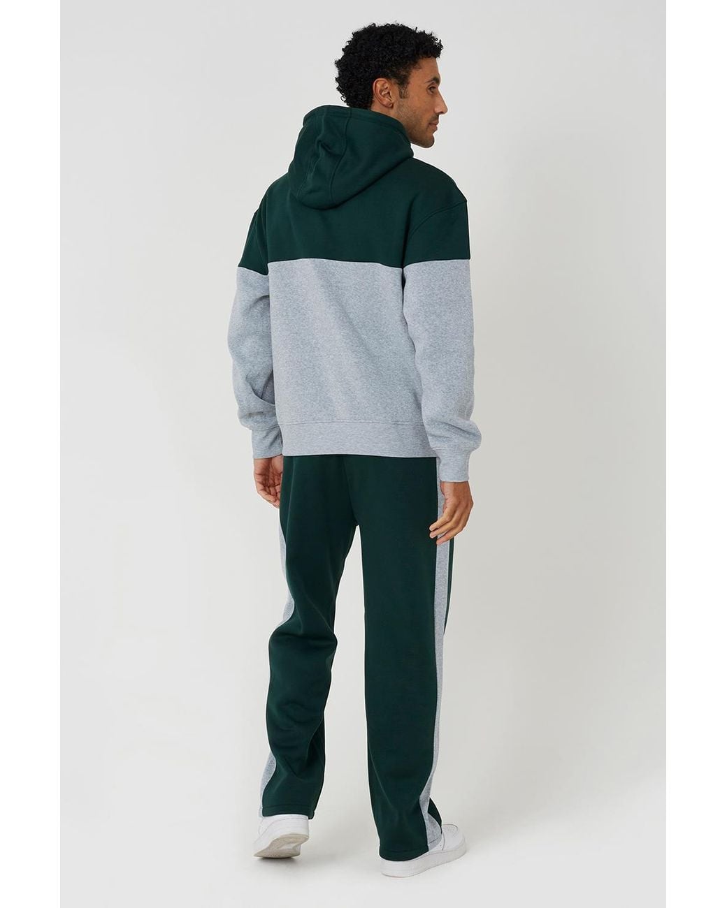 Brave Soul Blue Relaxed Fit Colourblock Hoodie & Wide Leg Jogger Co-Ord for men