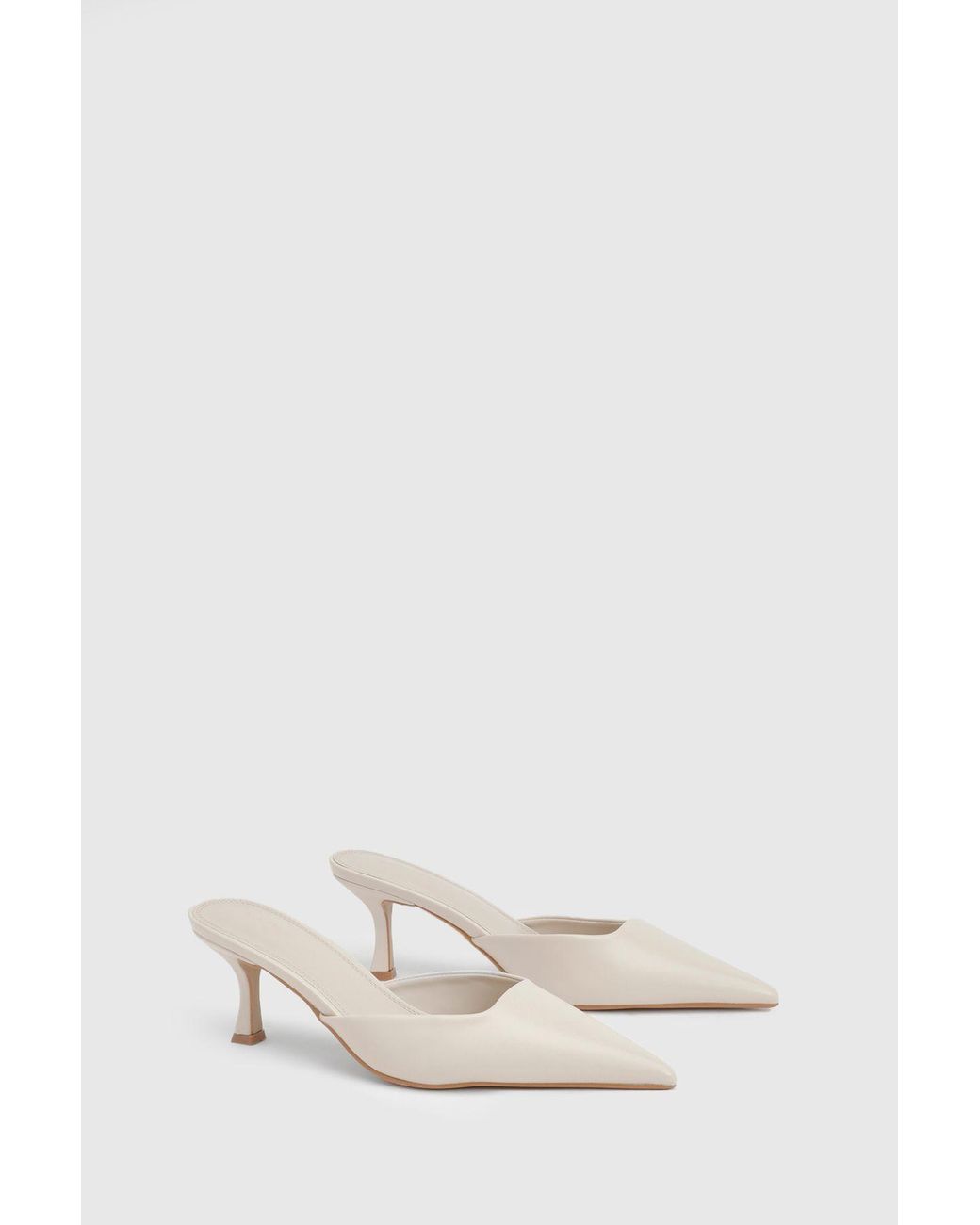 Boohoo Natural Square Toe Court Mules