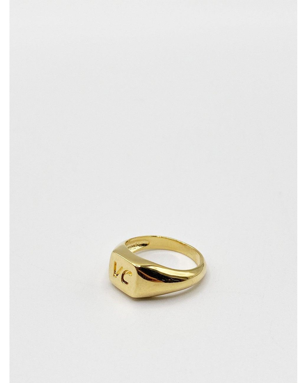 SVNX White Vc Engraved Signet Ring Plated