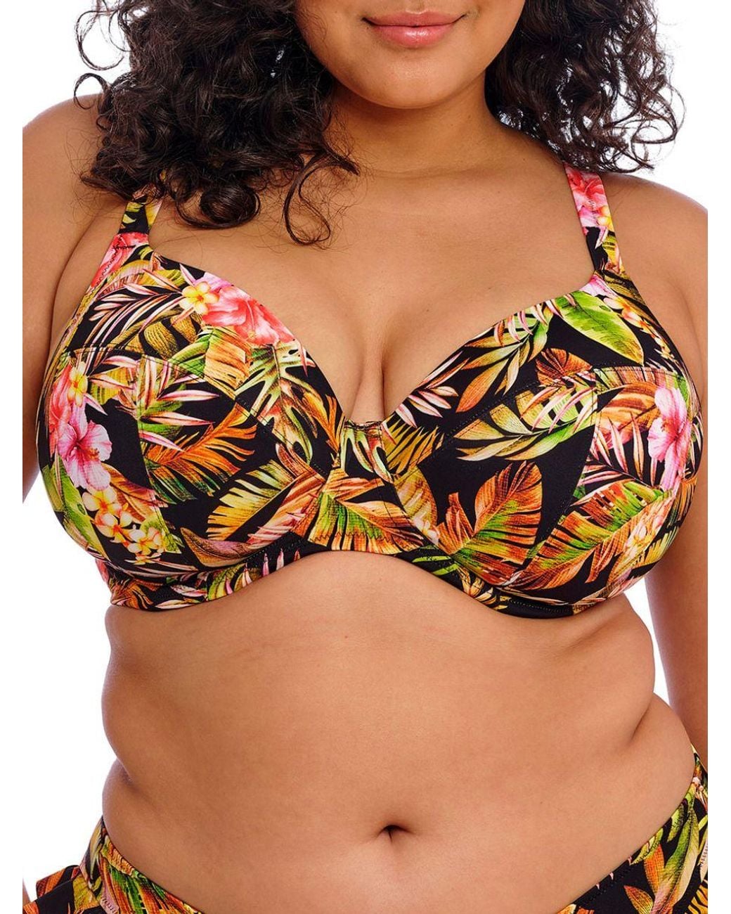 Elomi Black Tiger Valley Plunge Bikini Top