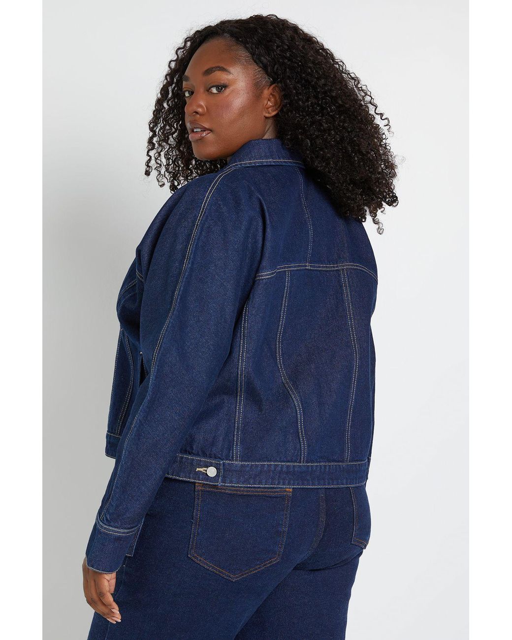 Boohoo Blue Plus Barrel Sleeve Denim Jacket