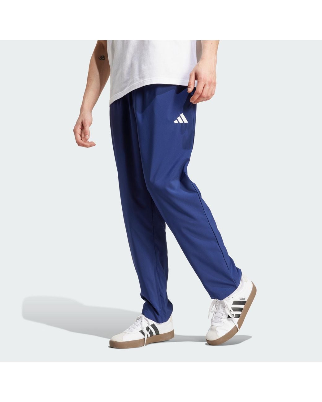 Adidas Blue Essentials Small Logo Open-Hem Stanford Pants for men