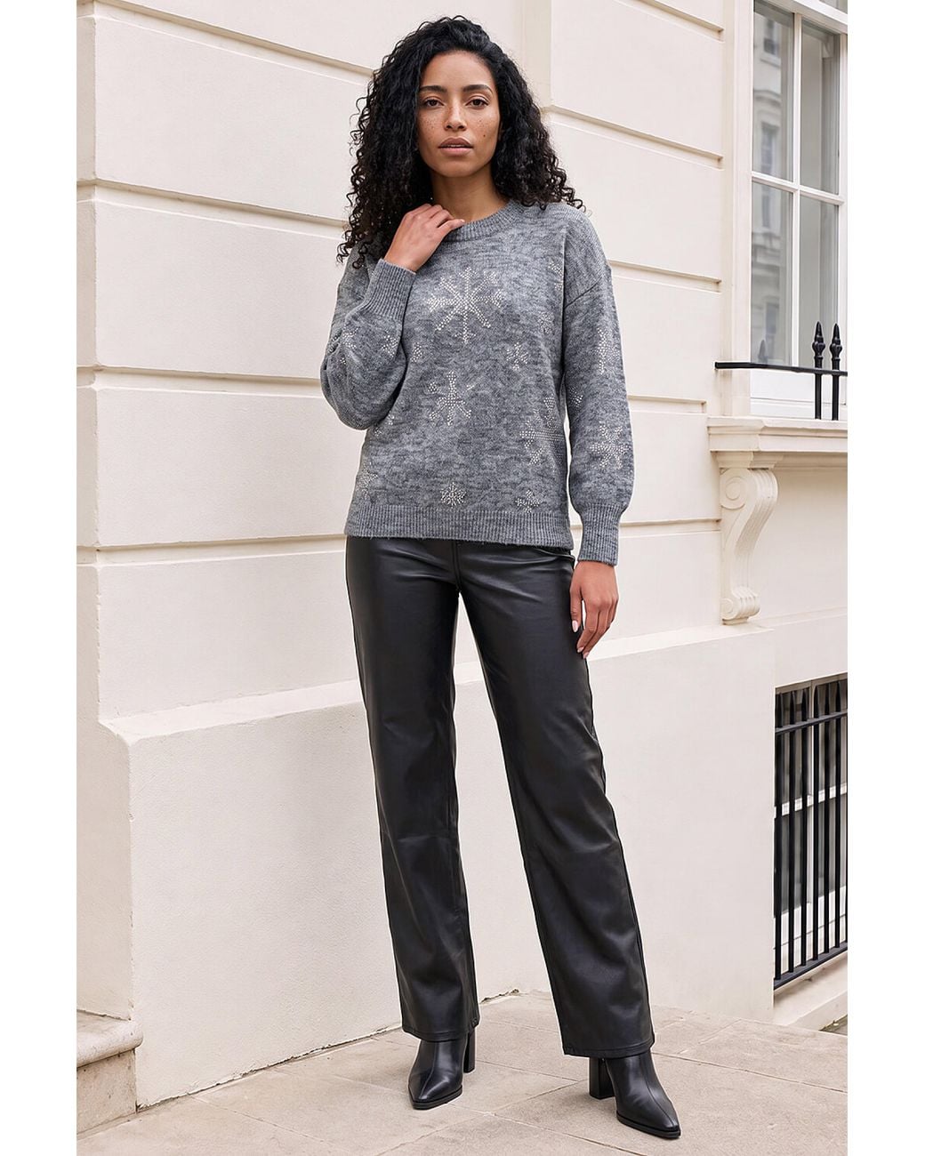 Roman Gray Sparkle Snowflake Jumper