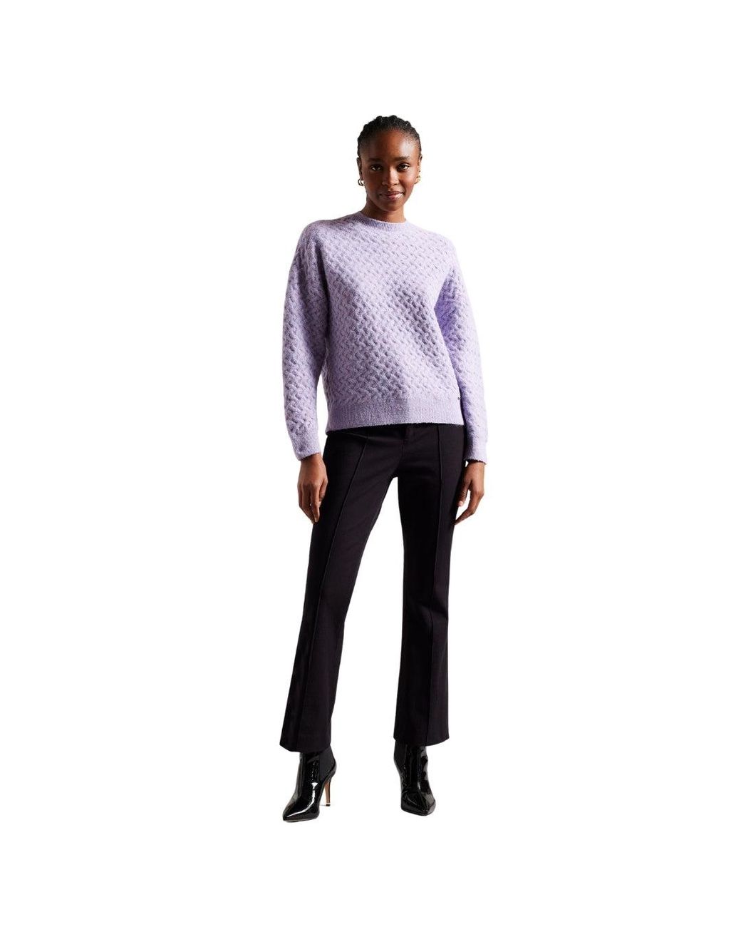 Ted Baker Purple Wmk Morlea Horizontal Cable Relaxed Fit Jumper