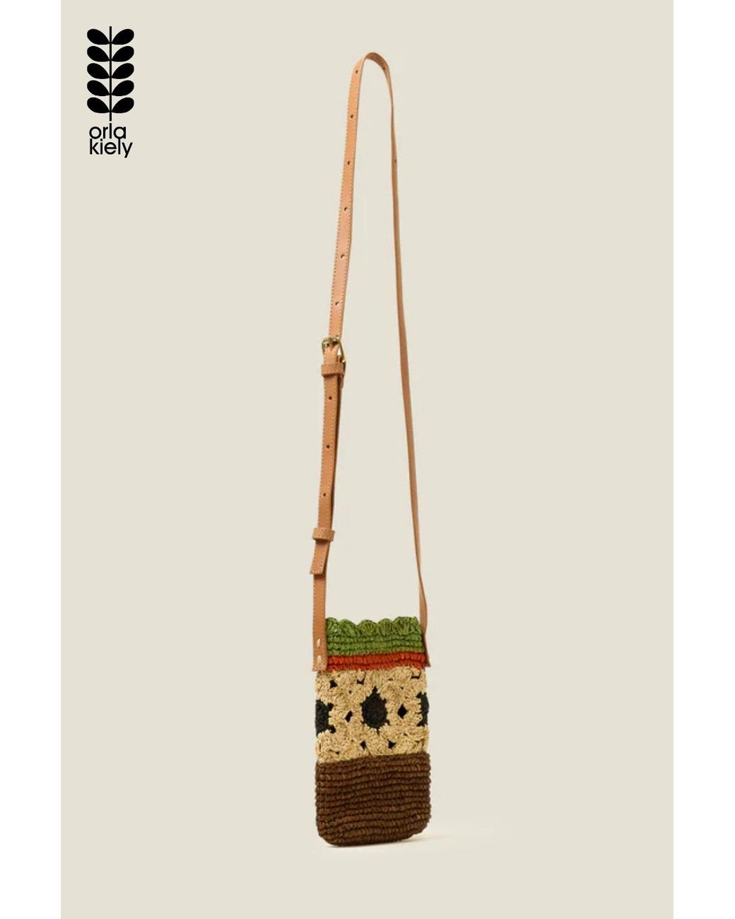 Orla Kiely Natural Multi Camino Phone Pouch