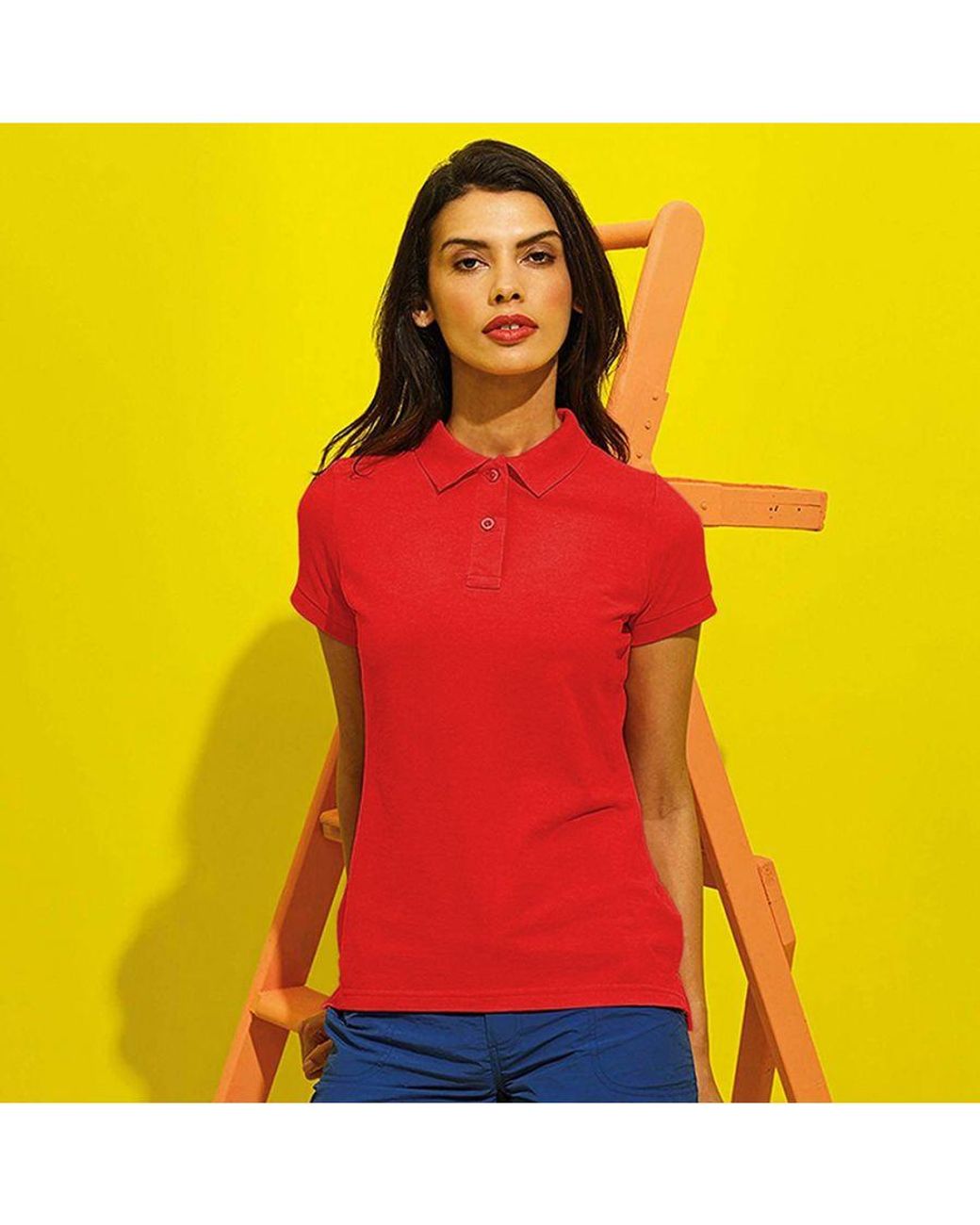 Asquith & Fox Red Ladies Short Sleeve Performance Blend Polo Shirt (Cherry)