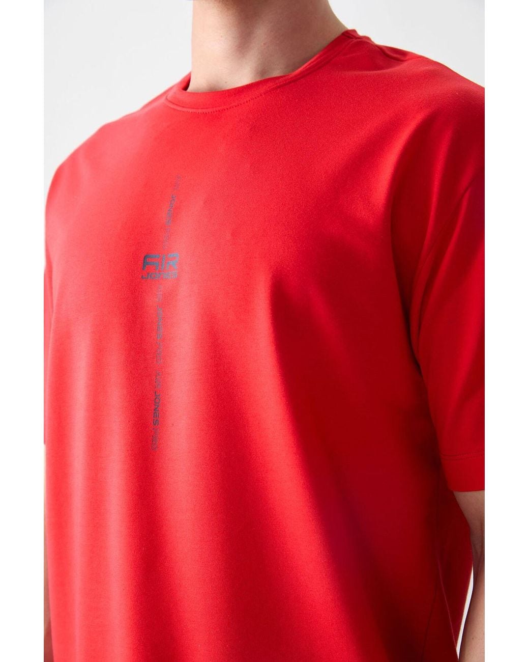 TOMMY LIFE Red Oversized Printed Crew Neck T-Shirt for men