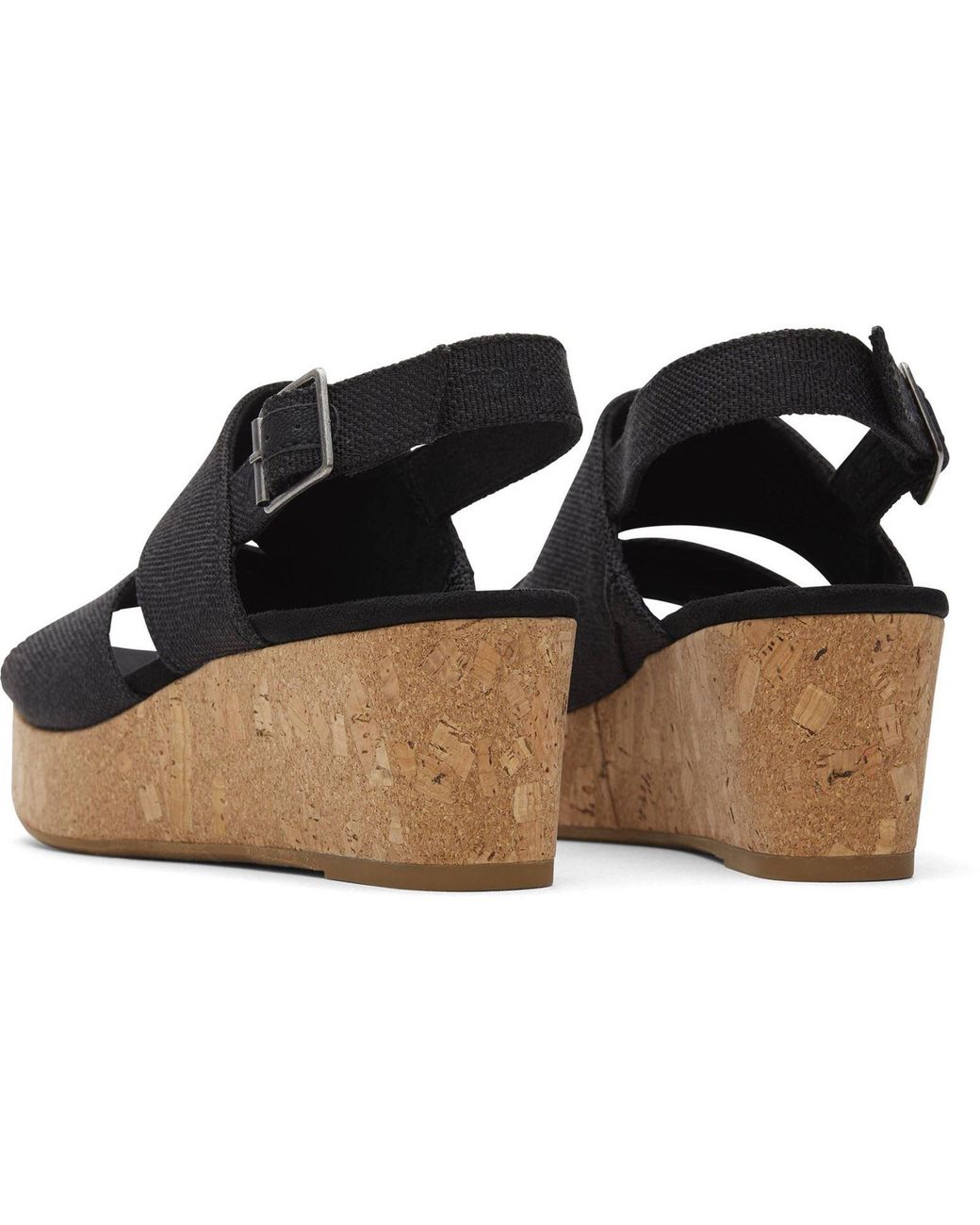 TOMS Black Claudine Nylon Wedges