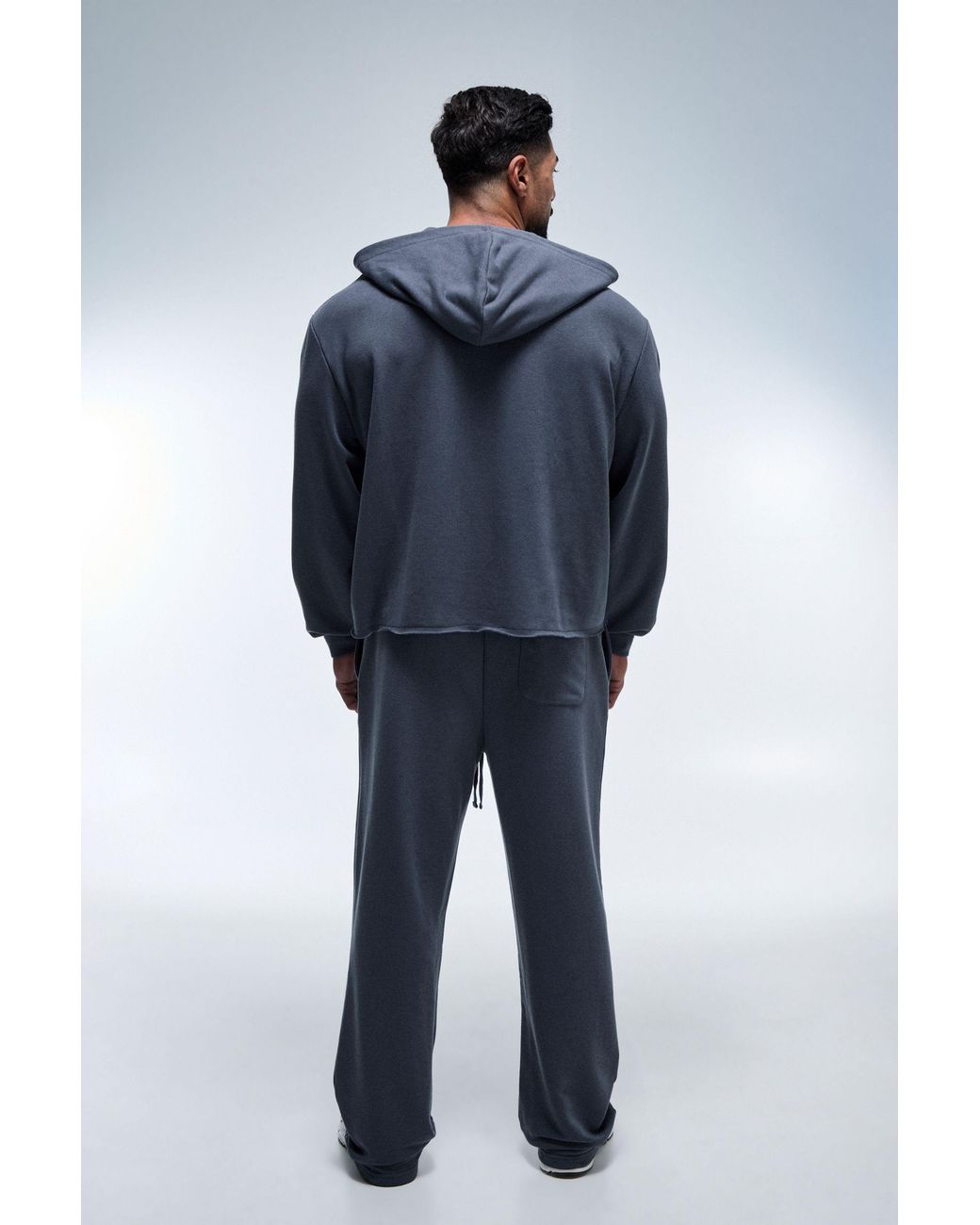 BoohooMAN Blue Active Boxy V-Neck Hoodie for men
