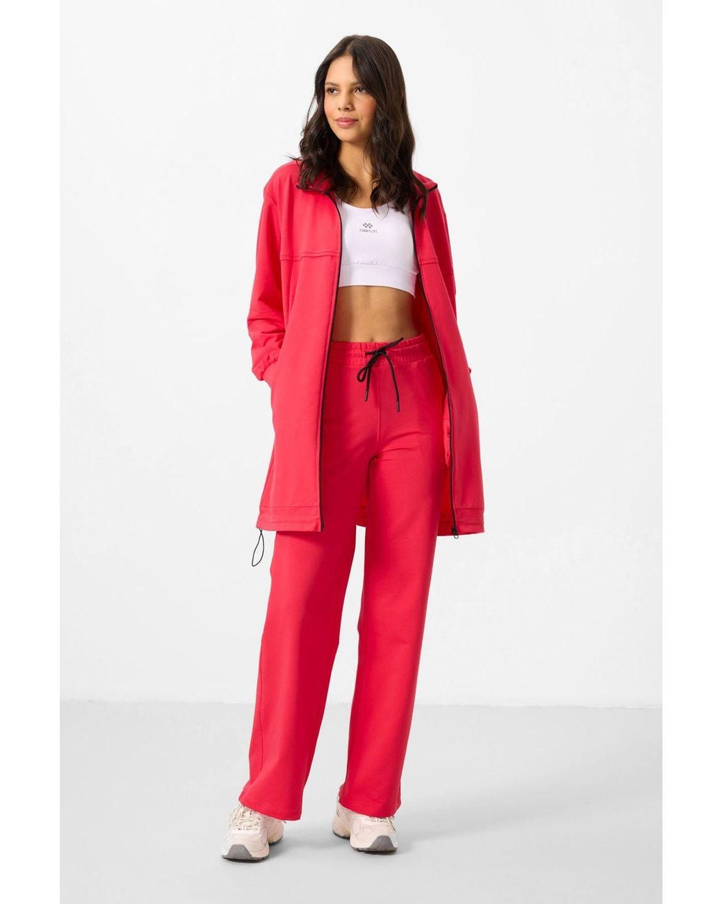 TOMMY LIFE Red Cotton Blend Sweatshirt And Wide-Leg Pants Set