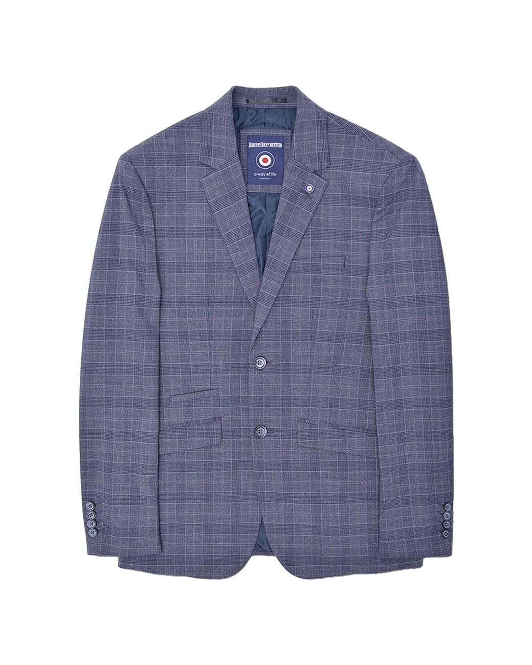 Lambretta Blue Bradley Checked Blazer (Slate) for men
