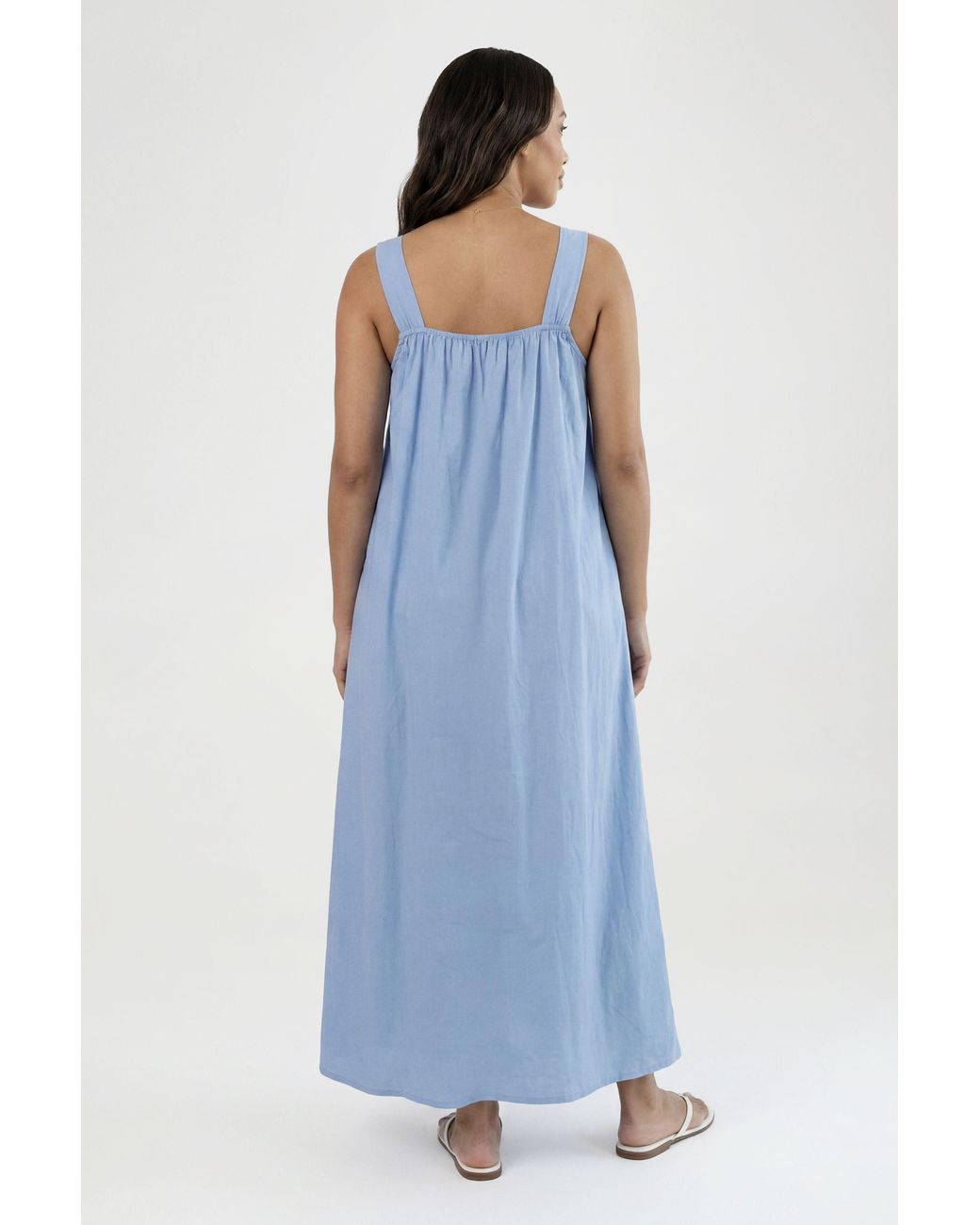 Boohoo Blue Maternity Tie Front Detail Maxi Dress