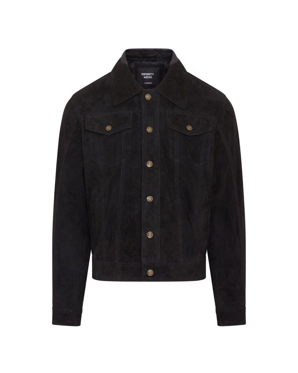 Infinity Leather Black Trucker Goat Suede Western Jeans Jacket for men