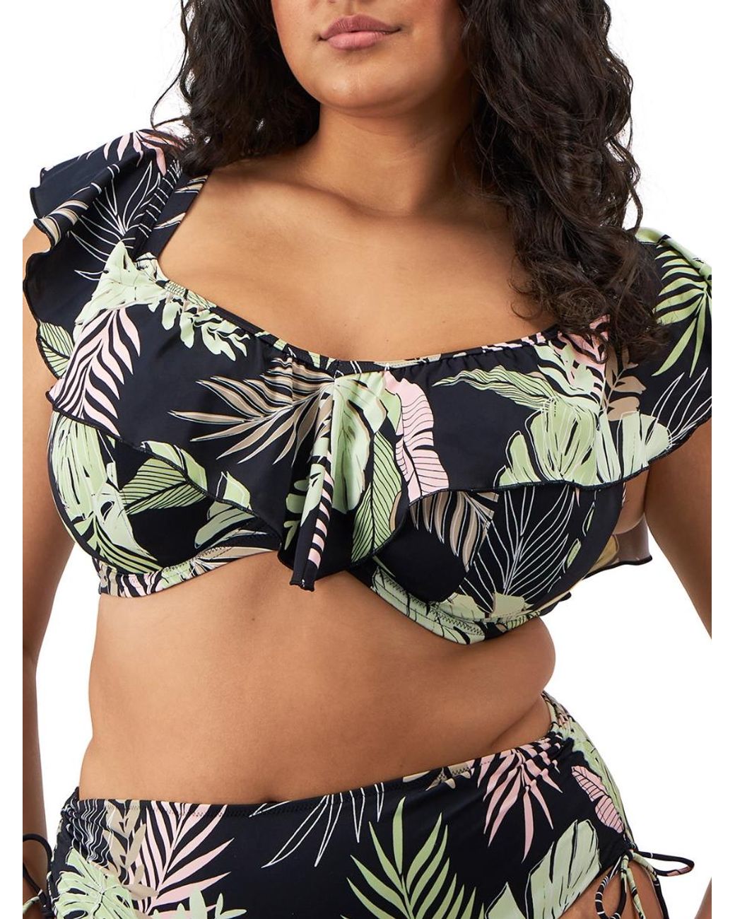 Elomi Black Tropical Retreat Ruffle Bikini Top