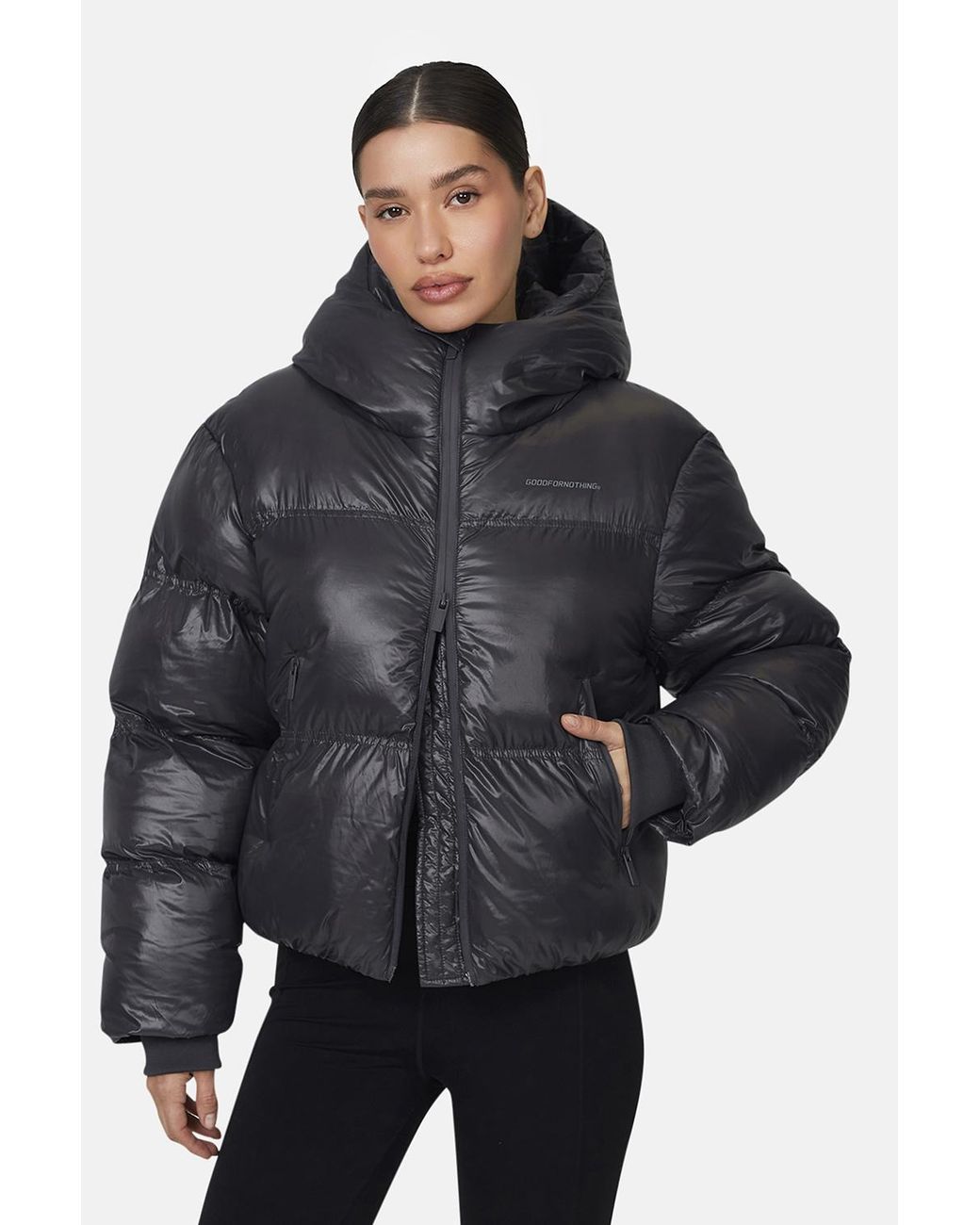 Good For Nothing Black Hooded Puffer Jacket