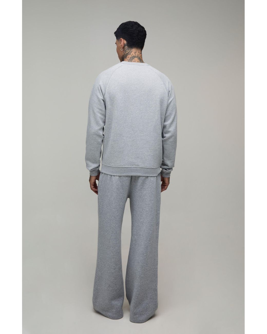 BoohooMAN Gray Tall Essential Wide Leg Jogger for men