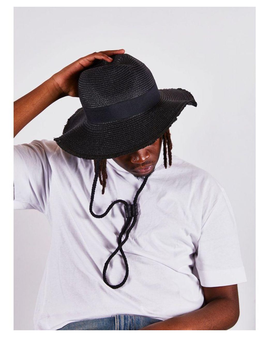 SVNX White Riley Straw Boater Hat for men