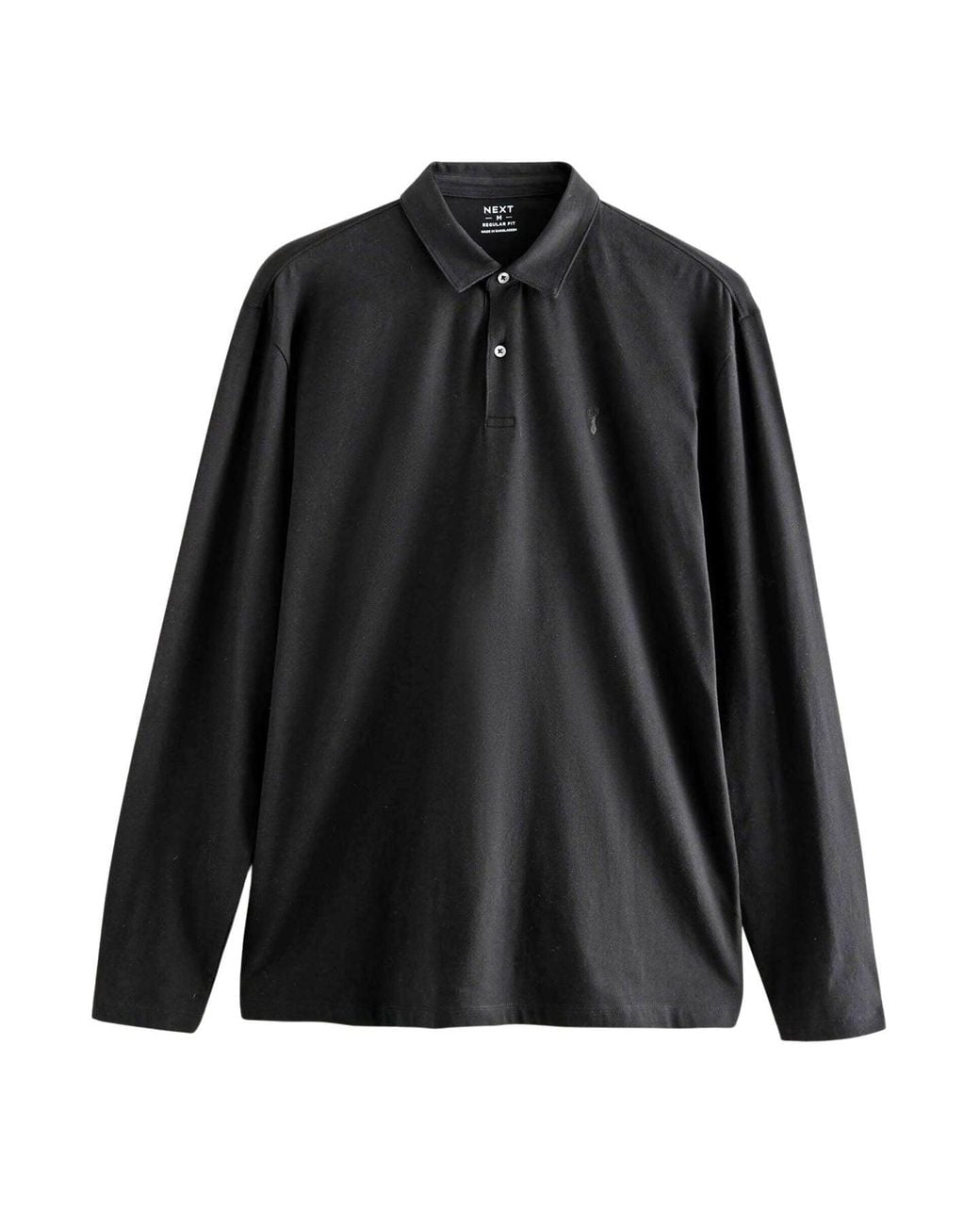 Secret Label Black Cotton Rich Long Sleeve Polo Shirt for men