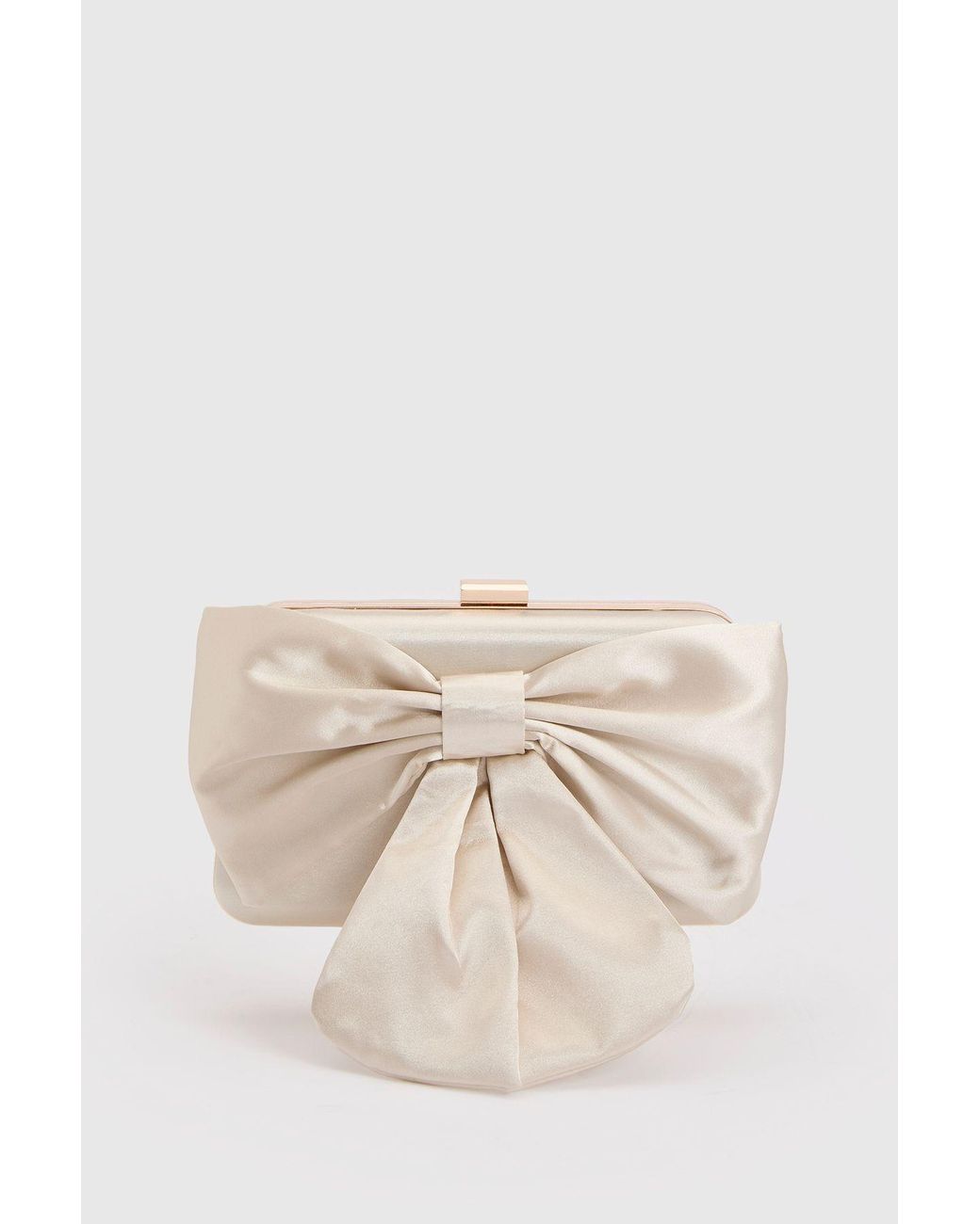 Oasis Brown Azalea Satin Bow Detail Clutch Bag
