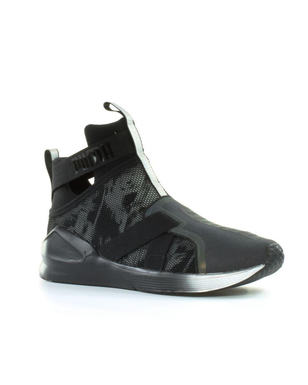 PUMA Black Fierce Strap Swan Textile Slip On Trainers 189461 01