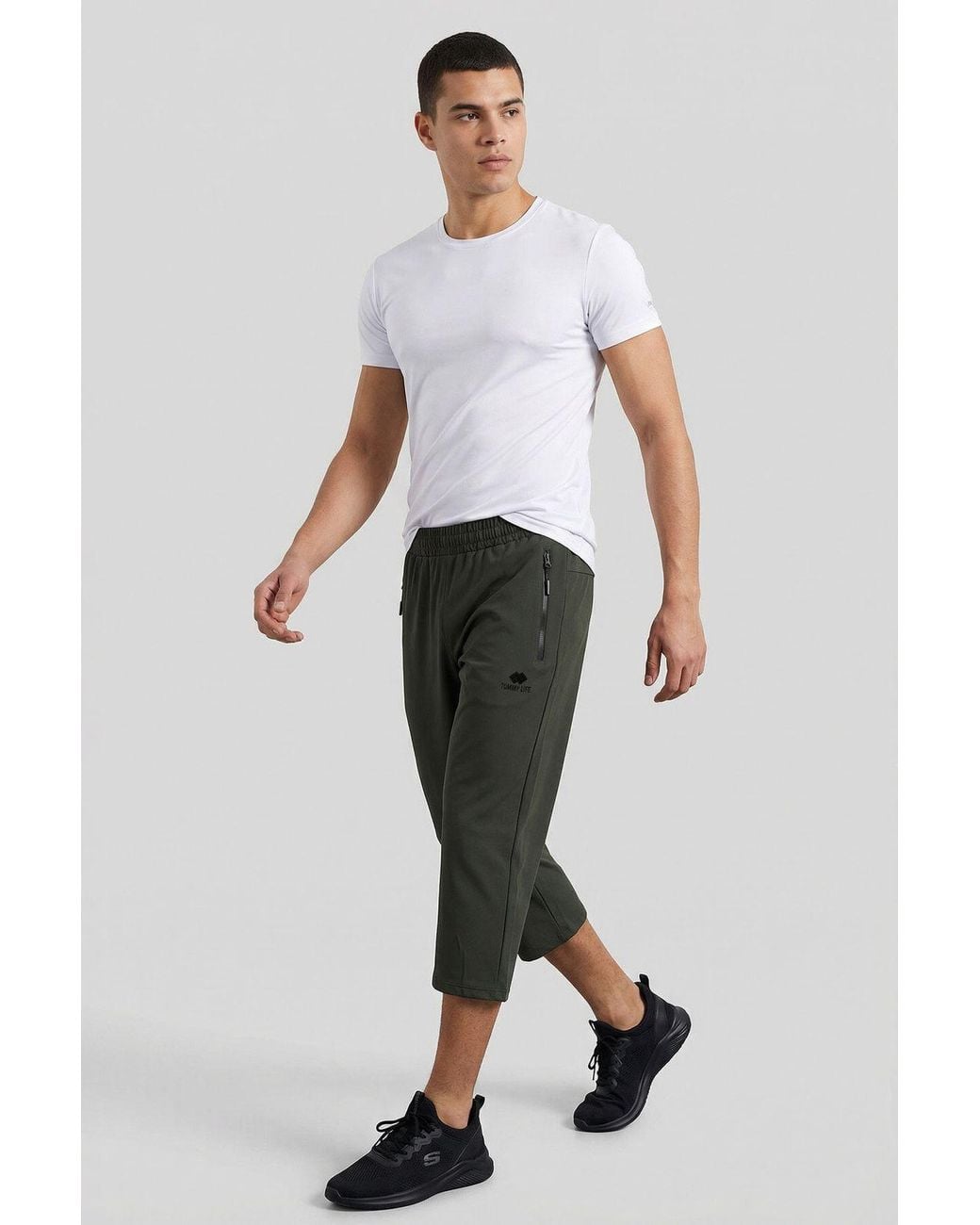 TOMMY LIFE Black Capri Cycling Shorts for men