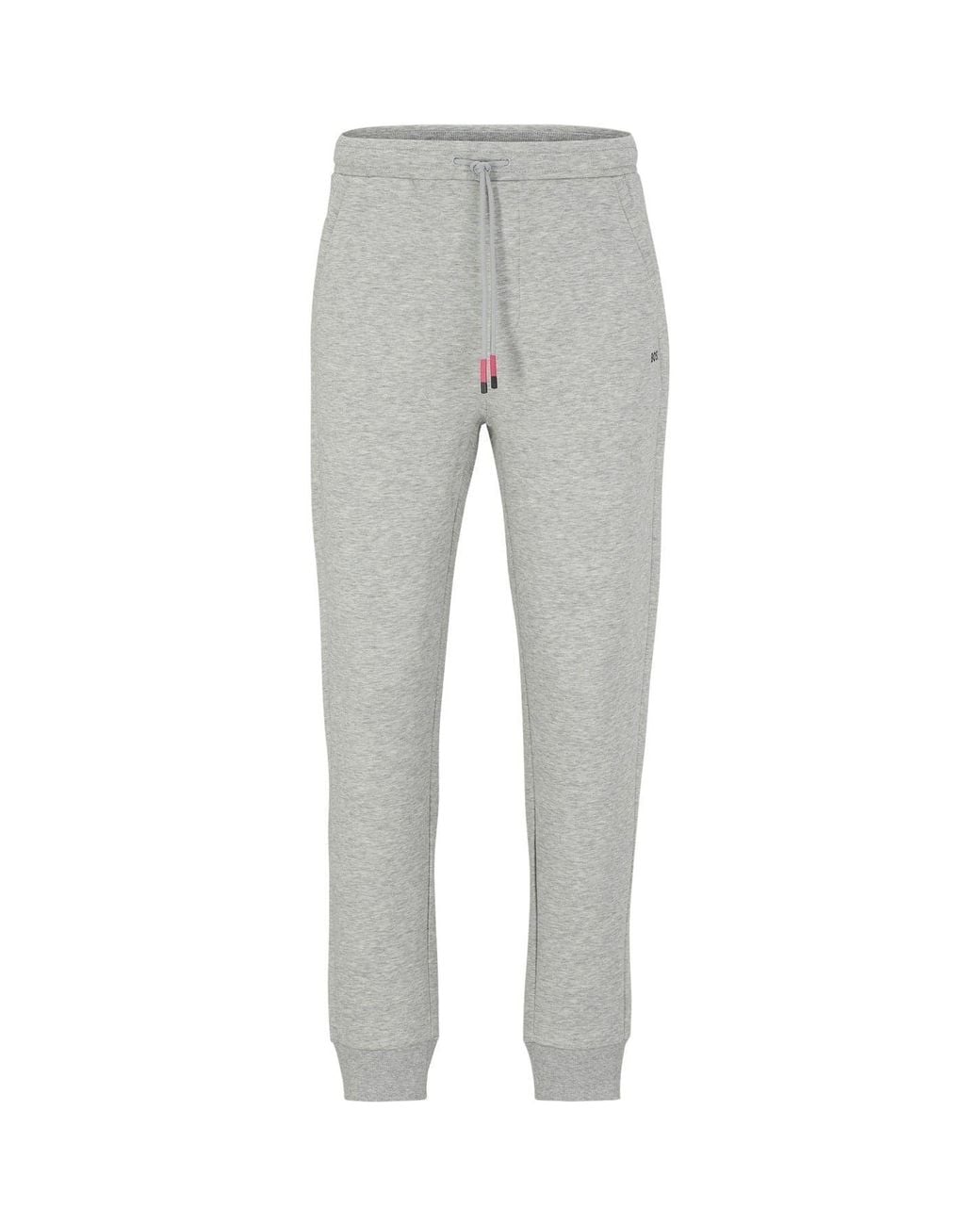 Boss Gray Hadiko Solid Patterned Slim Joggers for men
