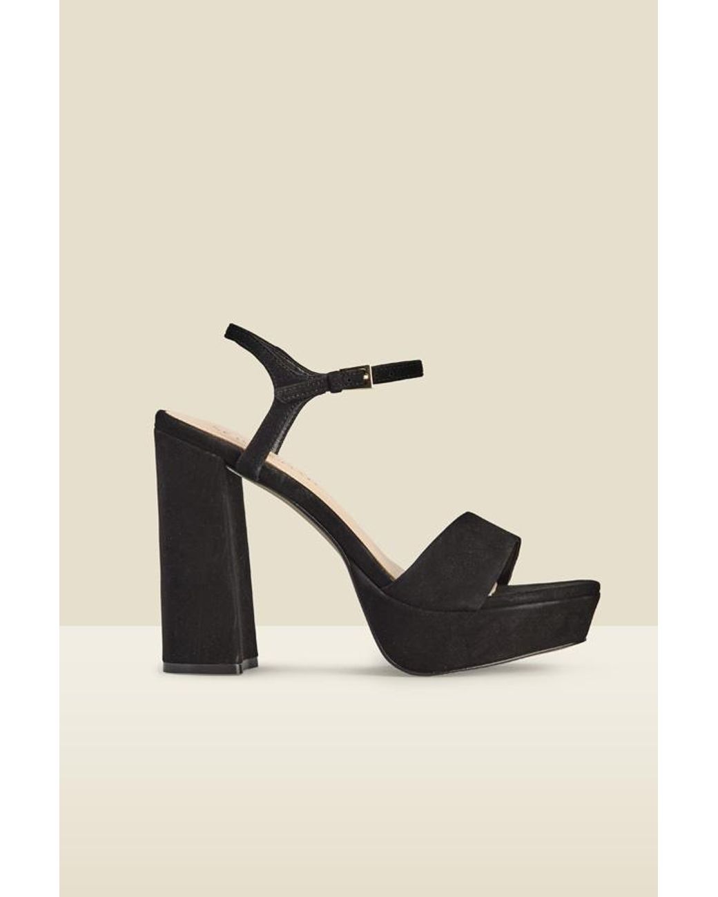 Sosandar Natural Arabella Suede Platform With Block Heel