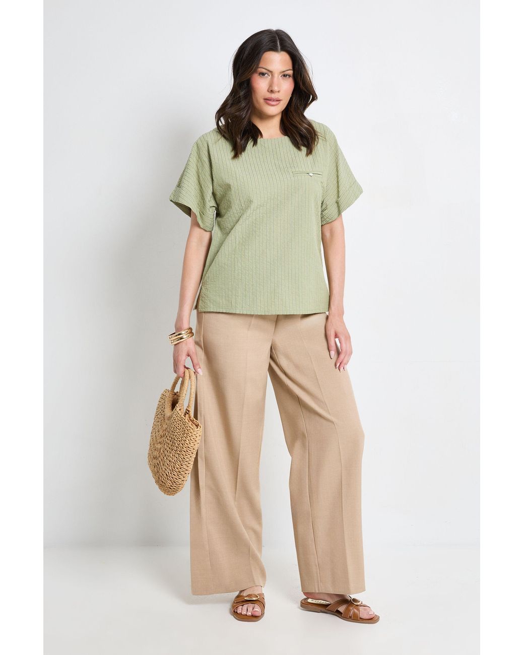 PRINCIPLES Green Textured Stripe Blouse