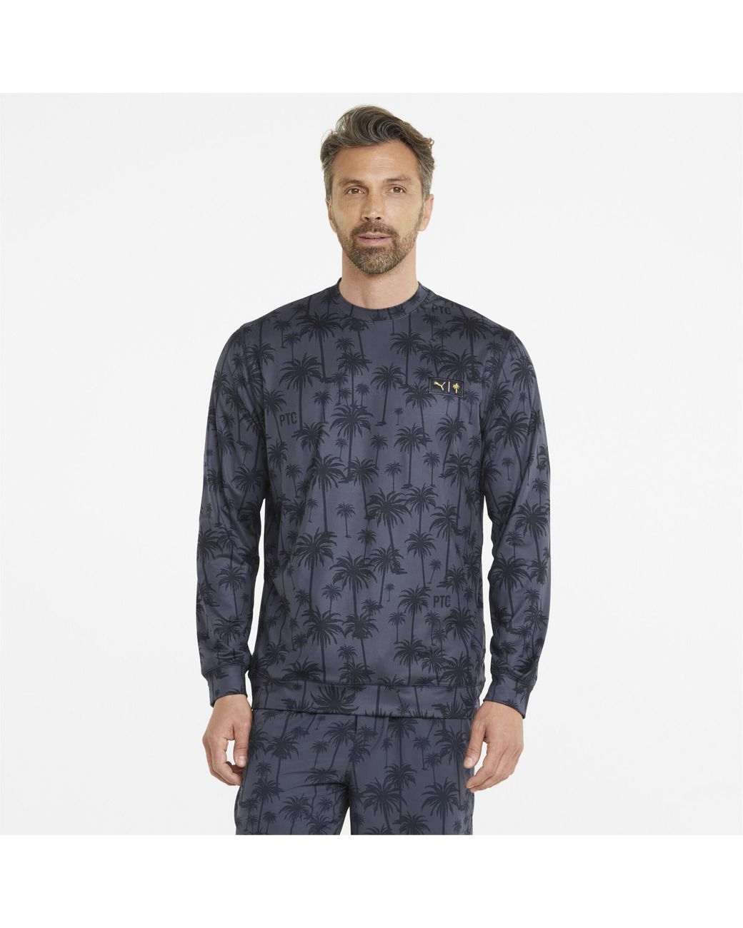 PUMA Blue X Palm Tree Crew Lightweight Neck Golf Sweatshirt for men