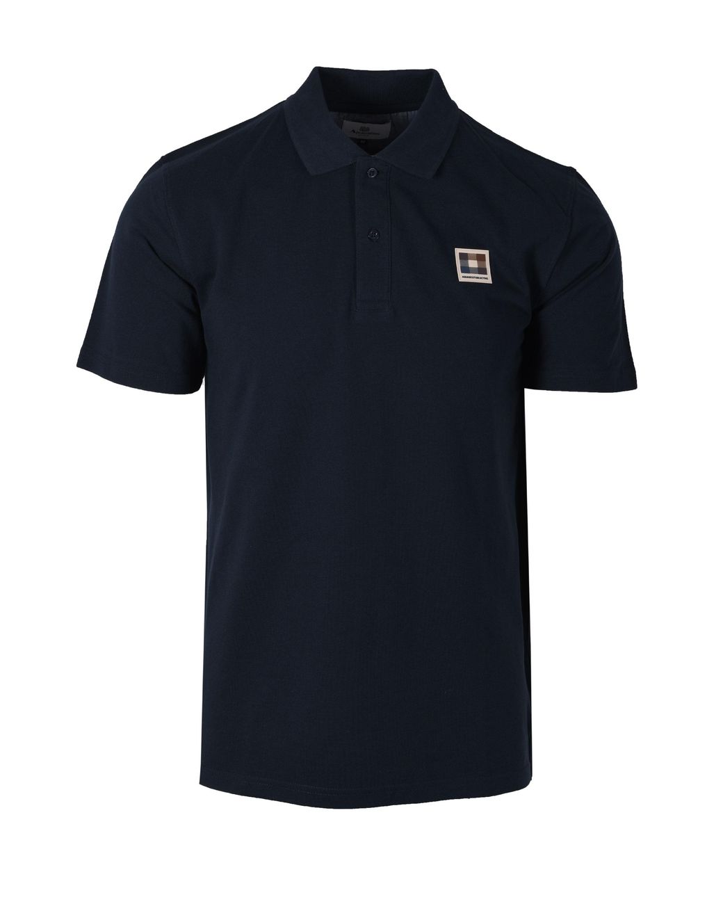Aquascutum Blue Check Patch Polo Shirt for men