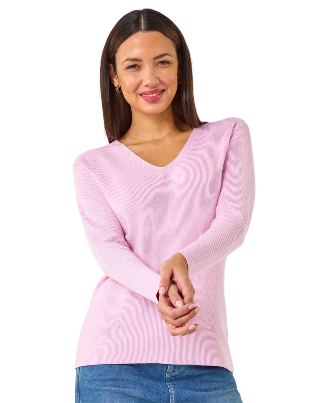 Roman Pink Soft Knit V-Neck Jumper