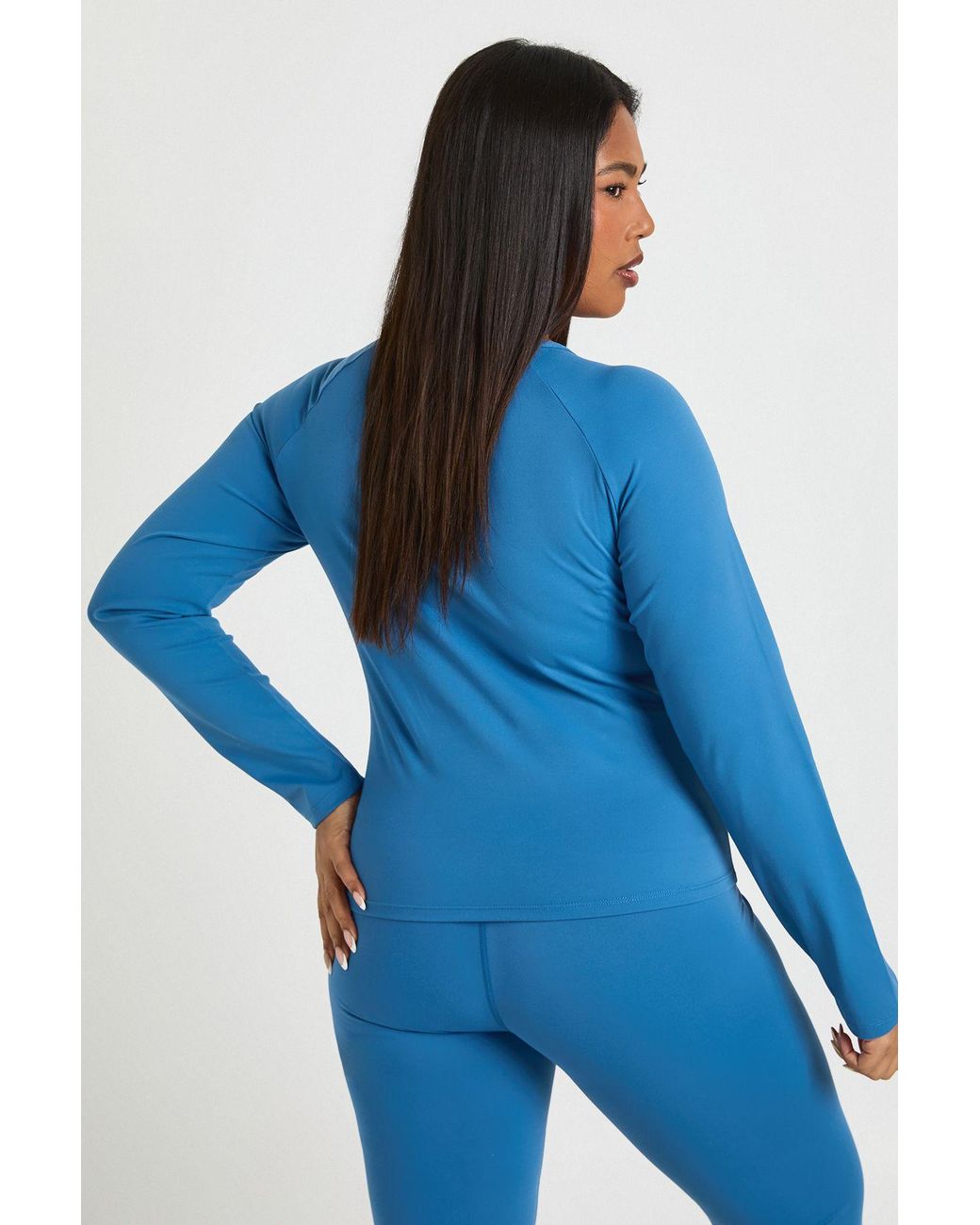 Boohoo Blue Plus Supersoft Seam Detail Long Sleeve Top