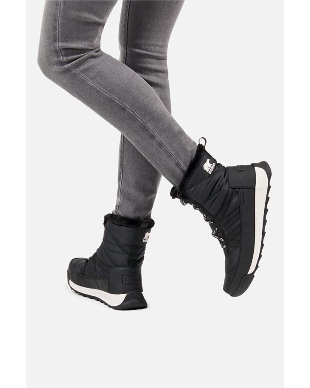 Sosandar Black Sorel Fleece Lined Lace Up Hiker Boot