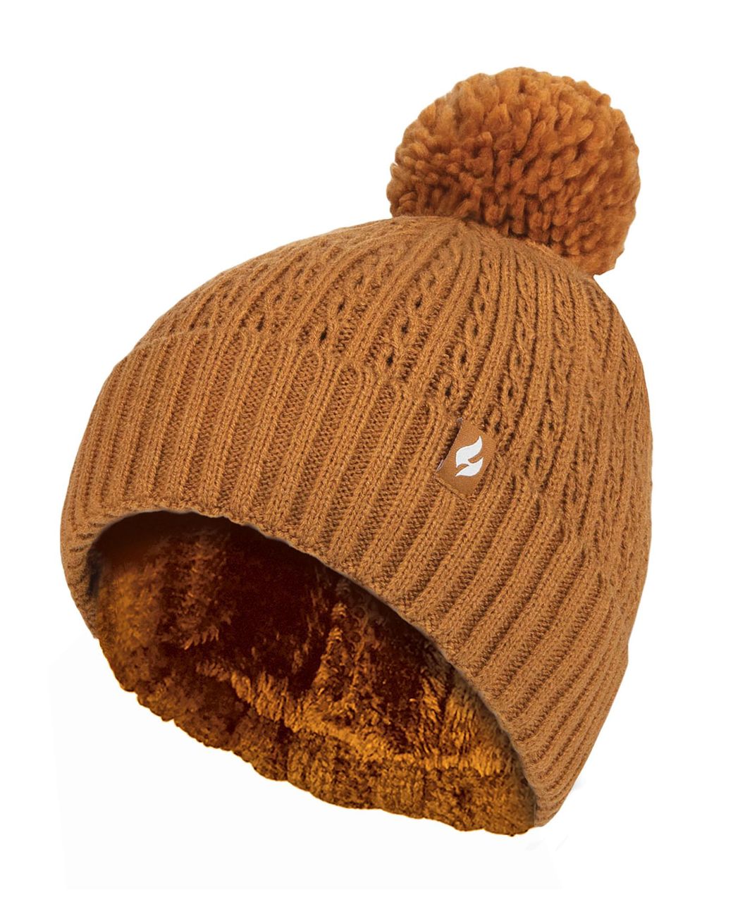 Heat Holders Brown Ladies Thermal Cable Beanie Hat