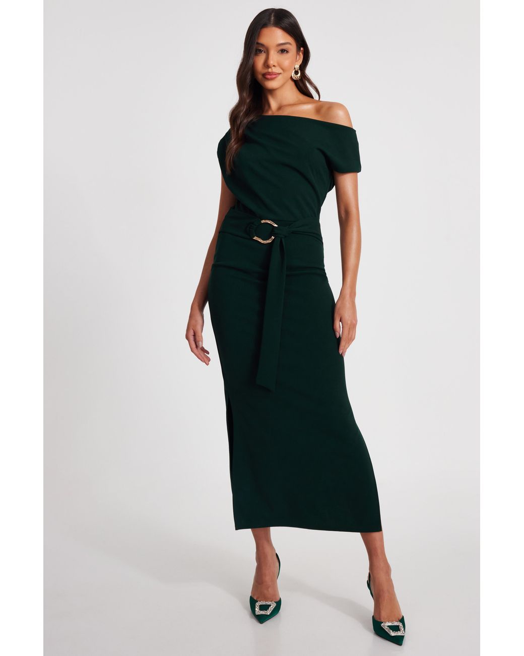 quiz belted midi dress Quiz Buckle Wrap Midi Dress - Light Pink