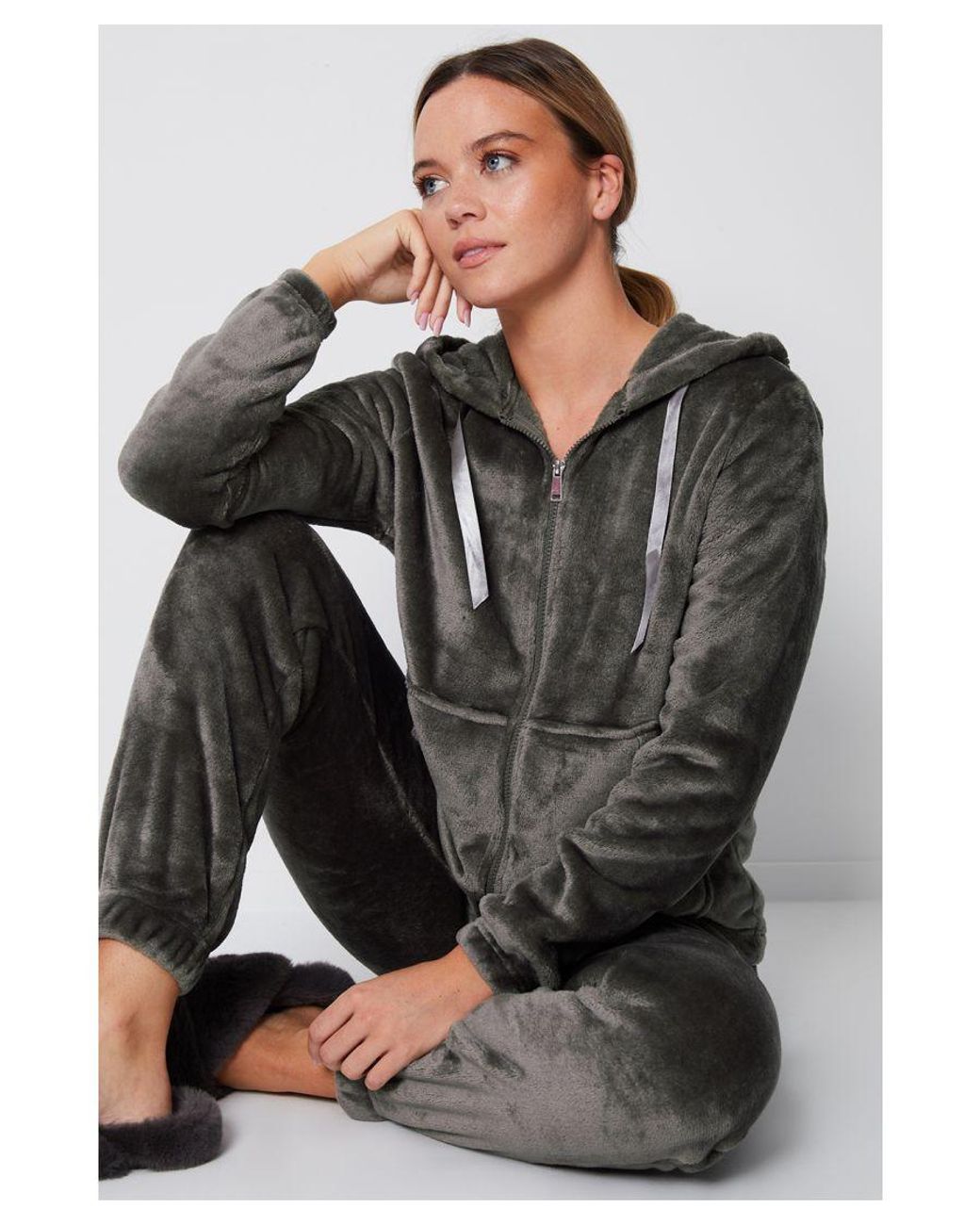 Womens grey sales velour tracksuit