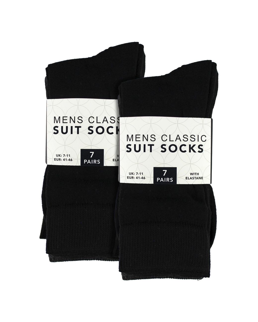 Sock Snob Black 7 Pack Classic Suit Socks for men