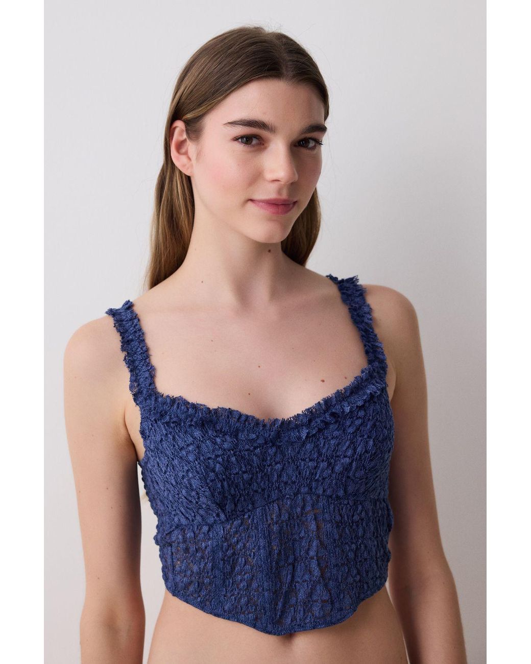 Penti Blue Lace Underwire Corset Bra