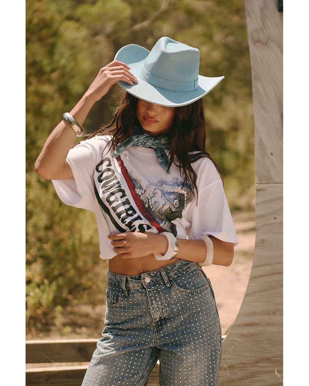 Boohoo Blue Denim Cowboy Hat