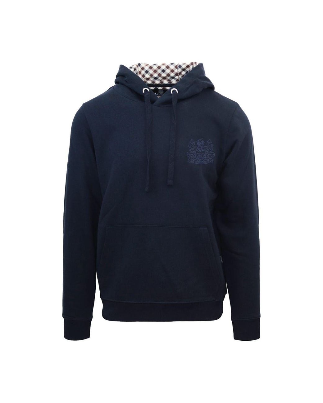 Aquascutum Blue Hooded Neck Long Sleeve Sweatshirt With Kangaroo Pocket for men